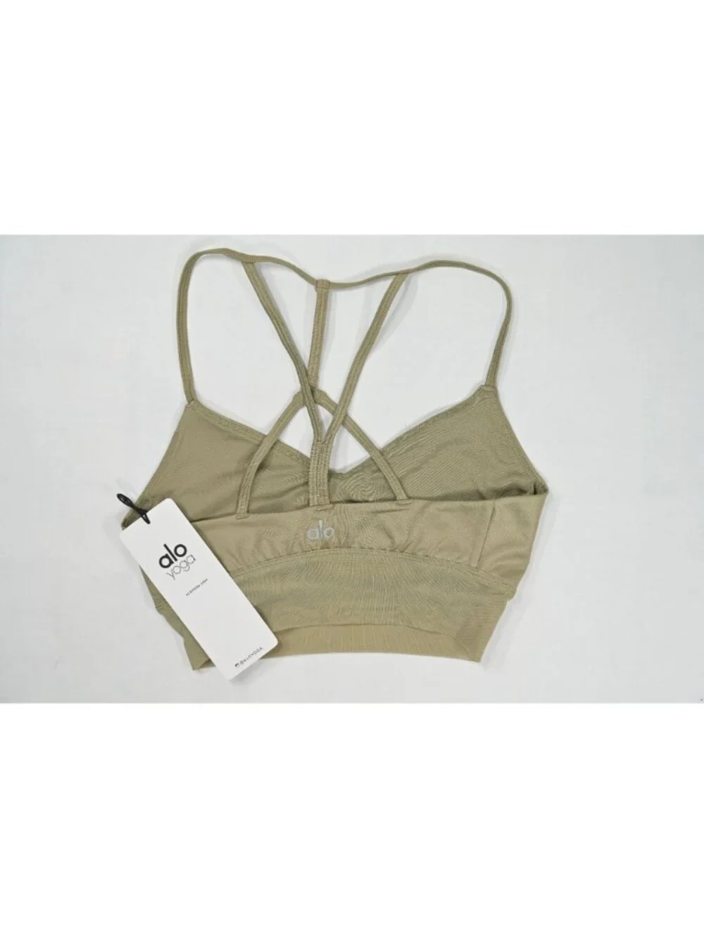 ALO Yoga Lush Bra W9074R in Olive Glossy/Olive